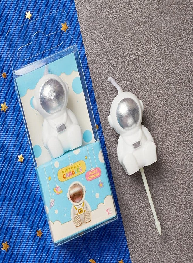 Aprildecember Astronaut Shaped Birthday Candle, Outer Space Themed Birthday Candles, Spaceman Candle Cake Decoration (Silver) - Image 2